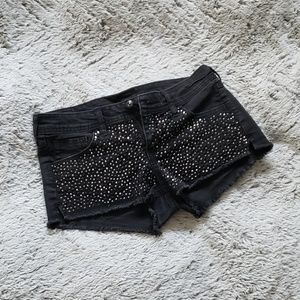 &Denim Black jeweled Jean shorts H&M